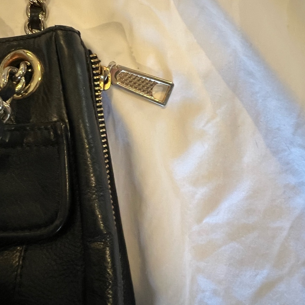 Rebecca Minkoff Black Leather Swing Shoulder Bag with Gold Straps - Picture 5 of 9